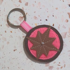 Key Fob Handcrafted "Not All Who Wander Are Lost" Felt Applique Bead | New #2